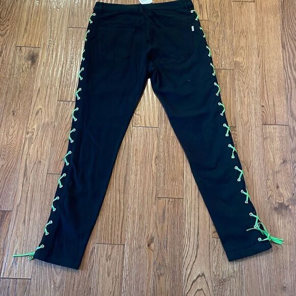 EPTM NWT the perfect example black neon lace up jeans 34 - Picture 7 of 9